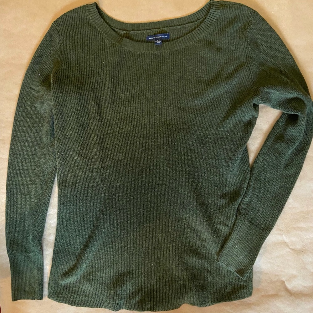 American Eagle olive green rubbed tunic sweater